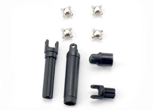 Traxxas 7056 Half shafts center front (1) center rear (1) (interl splined half shafts (2)exterl splined half shaft) (2)) metal u-joints (4) - Excel RC