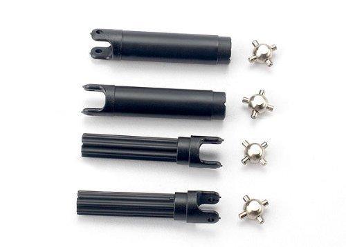 Traxxas 7150 Half shafts left or right (interl splined half shaft (2)exterl splined half shaft) (2)) metal u-joints (4) - Excel RC