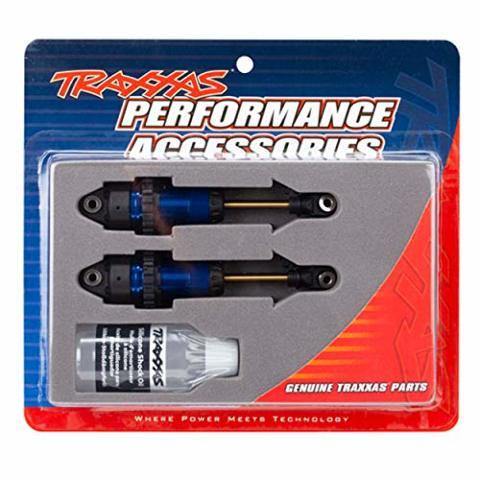 Traxxas 7461 Shocks GTR long blue-anodized PTFE-coated bodies with TiN shafts (fully assembled without springs) (2) - Excel RC