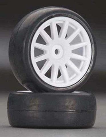 Traxxas 7572 Tires & wheels assembled glued (12-spoke white wheels slick tires) (2) - Excel RC