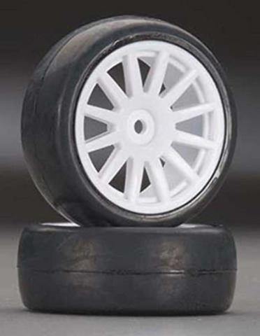Traxxas 7572 Tires & wheels assembled glued (12-spoke white wheels slick tires) (2) - Excel RC