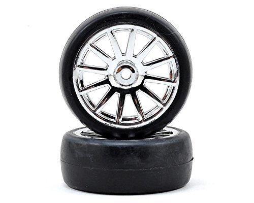 Traxxas 7573 Tires & wheels assembled glued (12-spoke chrome wheels slick tires) (2) - Excel RC