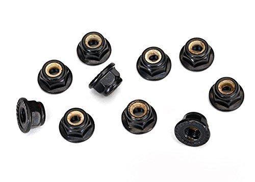 Traxxas 8347 Nuts 4mm flanged nylon locking serrated (black) (10) - Excel RC