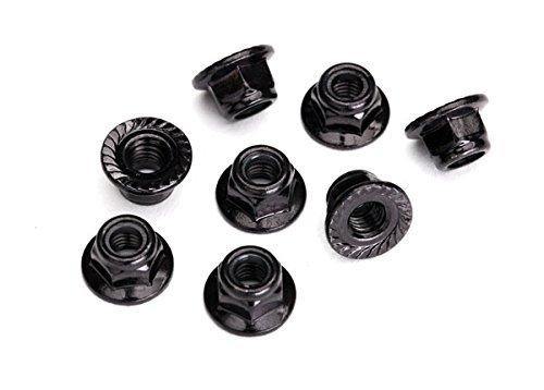 Traxxas 8447 Nuts 5mm flanged nylon locking (steel black serrated) (8) - Excel RC