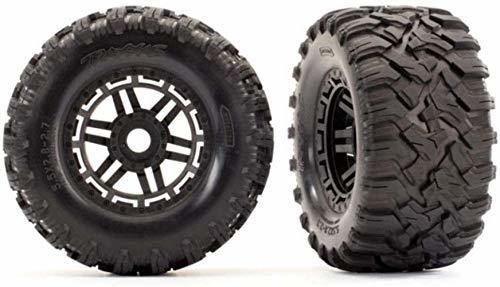 Traxxas 8972 Tires & wheels assembled glued (black wheels Maxx® All-Terrain tires foam inserts) (2) (17mm splined) (TSM® rated) - Excel RC