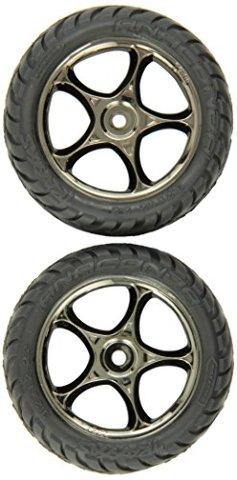 Traxxas 2479A Tires & wheels assembled (Tracer 2.2' black chrome wheels Aconda® 2.2' tires with foam inserts) (2) (Bandit front) - Excel RC