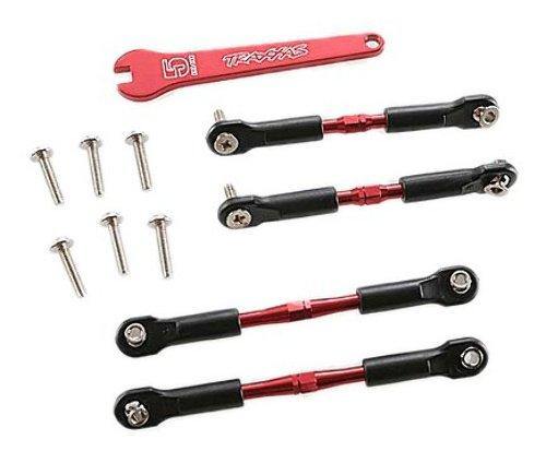 Traxxas 3741X Turnbuckles aluminum (red-anodized) camber links front 39mm (2) rear 49mm (2) (assembled w rod ends & hollow balls)wrench - Excel RC