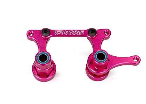 Traxxas 3743P Steering bellcranks drag link (pink-anodized 6061-T6 aluminum) 5x8mm ball bearings (4) hardware (assembled) - Excel RC