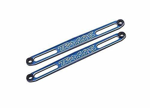 Traxxas 3923X Hold downs battery (blue-anodized) (2) adhesive foam battery pads shoulder screws (2)battery hold-down posts (4) clips (4) - Excel RC
