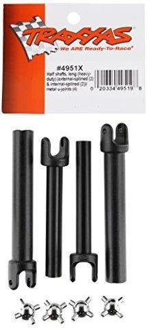 Traxxas 4951X Half shafts long (heavy duty) (exterl-splined (2) & interl-splined (2)) metal u-joints (4) - Excel RC