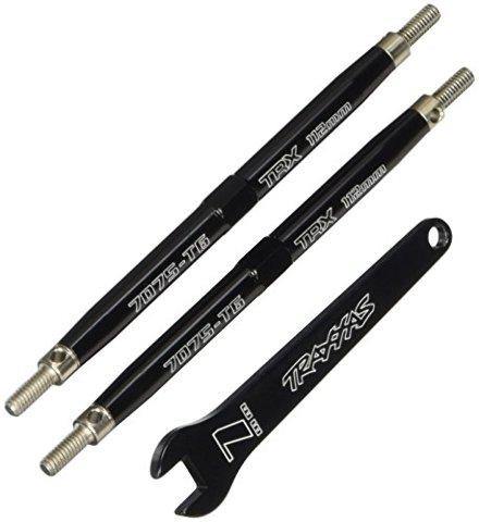 Traxxas 5141A Toe links T-Maxx®E-Maxx (TUBES black-anodized 7075-T6 aluminum stronger than titanium) (112mm front) (2) rod ends (4) aluminum wrench (1) (For T-Maxx®E-Maxx models wsealed pivot ball suspension & 3.8' wheels) - Excel RC