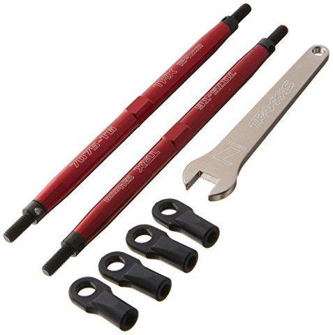 Traxxas 5143R Toe links T-Maxx®E-Maxx (TUBES red-anodized 7075-T6 aluminum stronger than titanium) (124mm rear) (2) rod ends (4) aluminum wrench (1) (For T-Maxx®E-Maxx models wsealed pivot ball suspension & 3.8'' wheels) - Excel RC