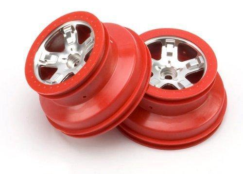 Traxxas 5874A Wheels SCT satin chrome red beadlock style dual profile (2.2&