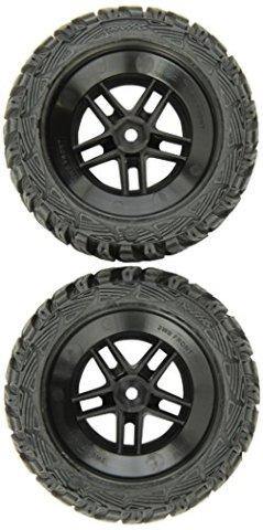 Traxxas 5882R Tires &amp; wheels assembled glued (S1 ultra-soft off-road racing compound) (SCT Split-Spoke satin chrome black beadlock style wheels Kumho tires foam inserts) (2) (2WD front) - Excel RC