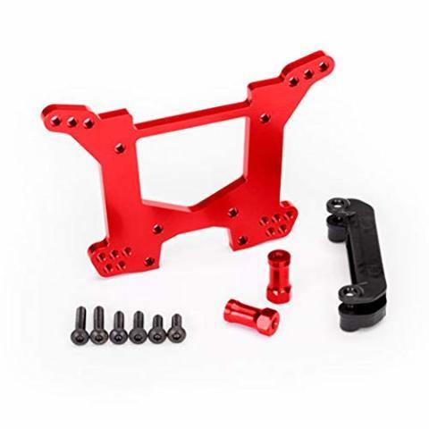 Traxxas 6738R Shock tower rear 7075-T6 aluminum (red-anodized) (1) body mount bracket (1) - Excel RC