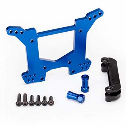 Traxxas 6738X Shock tower rear 7075-T6 aluminum (blue-anodized) (1) body mount bracket (1) - Excel RC
