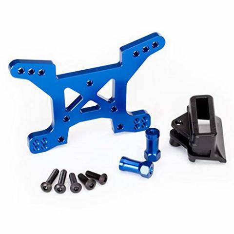 Traxxas 6739X Shock tower front 7075-T6 aluminum (blue-anodized) (1) body mount bracket (1) - Excel RC