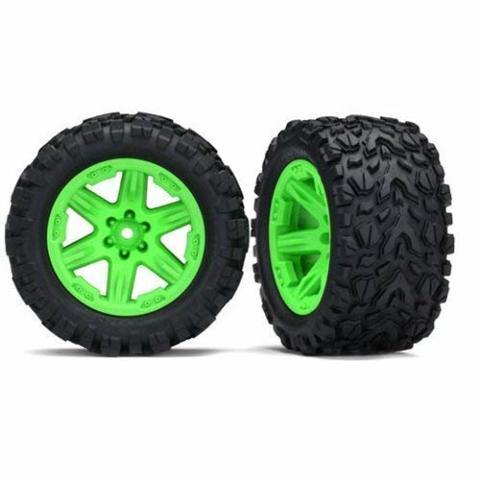 Traxxas 6773G Tires & wheels assembled glued (2.8') (RXT 4X4 green wheels Talon Extreme tires foam inserts) (4WD electric frontrear 2WD electric front only) (2) (TSM rated) - Excel RC