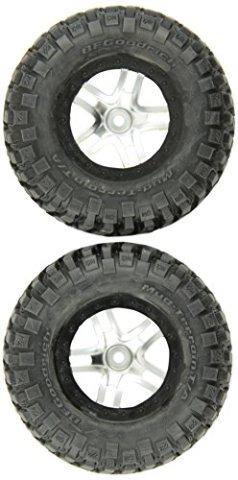 Traxxas 6873X Tires & wheels assembled glued (S1 ultra-soft off-road racing compound) (SCT Split-Spoke satin chrome black beadlock style wheels BFG Mud-Terrain tires foam inserts) (2) (4WD frontrear 2WD rear only) - Excel RC