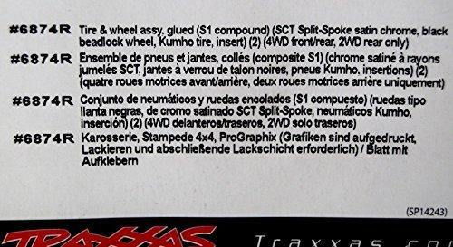 Traxxas 6874R Tires &amp; wheels assembled glued (S1 ultra-soft off-road racing compound) (SCT Split-Spoke satin chrome black beadlock style wheels Kumho tires foam inserts) (2) (4WD frontrear 2WD rear only) - Excel RC