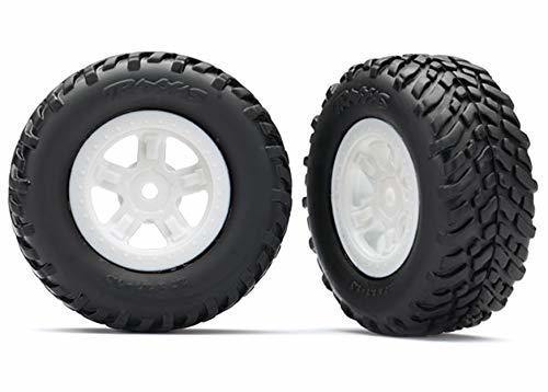 Traxxas 7674X Tires and wheels assembled glued (SCT white wheels SCT off-road racing tires) (1 each right &amp; left) - Excel RC