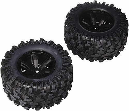 Traxxas 7772X Tires & wheels assembled glued (X-Maxx® black wheels Maxx® AT tires foam inserts) (left & right) (2) - Excel RC