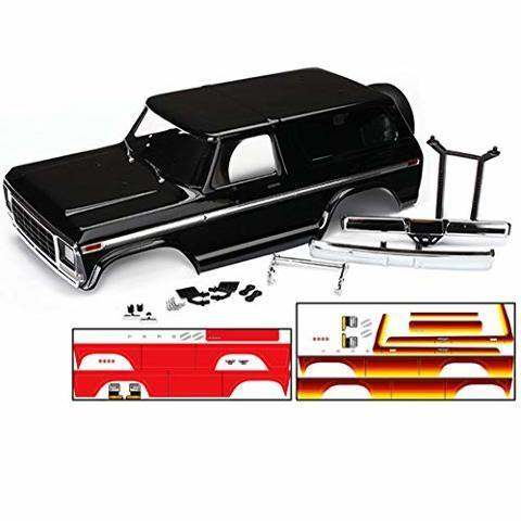 Traxxas 8010X Body Ford Bronco complete (black) (includes front and rear bumpers push bar rear body mount grille side mirrors door handles windshield wipers spare tire mount red and sunset decals) (requires 