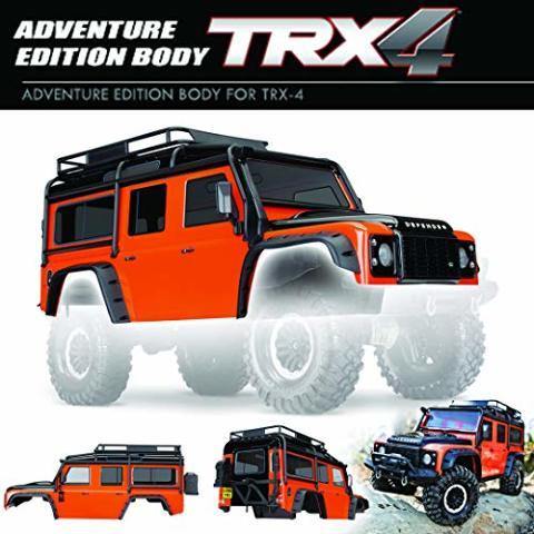 Traxxas 8011A Body Land Rover® Defender® adventure orange (complete with ExoCage inner fenders fuel canisters and jack) - Excel RC