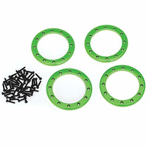Traxxas 8168G Beadlock rings green (2.2') (aluminum) (4) 2x10 CS (48) - Excel RC