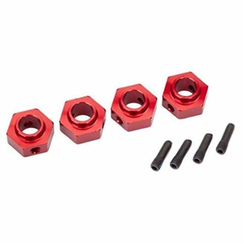Traxxas 8269R Wheel hubs 12mm hex 6061-T6 aluminum (red-anodized) (4) screw pin (4) - Excel RC