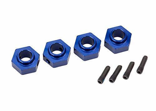 Traxxas 8269X Wheel hubs 12mm hex 6061-T6 aluminum (blue-anodized) (4) screw pin (4) - Excel RC