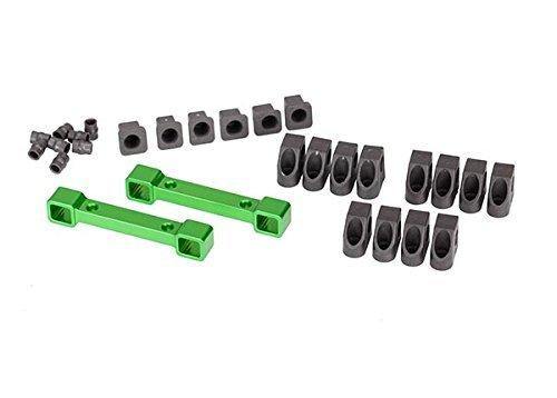 Traxxas 8334G Mounts suspension arms aluminum (green-anodized) (front & rear) hinge pin retainers (12) inserts (6) - Excel RC
