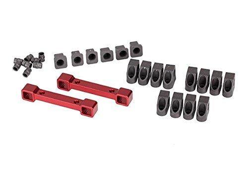 Traxxas 8334R Mounts suspension arms aluminum (red-anodized) (front &amp; rear) hinge pin retainers (12) inserts (6) - Excel RC