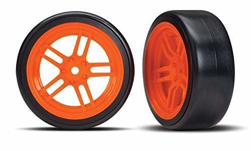 Traxxas 8377A Tires and wheels assembled glued (split-spoke orange wheels 1.9&