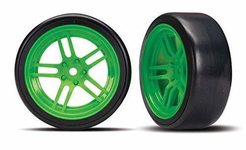 Traxxas 8377G Tires and wheels assembled glued (split-spoke green wheels 1.9&
