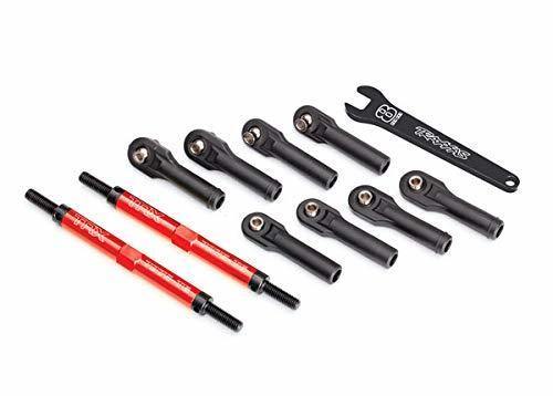 Traxxas 8638R Toe links E-Revo  VXL (TUBES red-anodized 7075-T6 aluminum stronger than titanium) (144mm) (2) rod ends assembled with steel hollow balls (8) aluminum wrench 10mm (1) - Excel RC