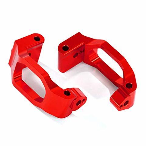 Traxxas 8932R Caster blocks (c-hubs) 6061-T6 aluminum (red-anodized) left & right 4x22mm pin (4) 3x6mm BCS (4) retainers (4) - Excel RC