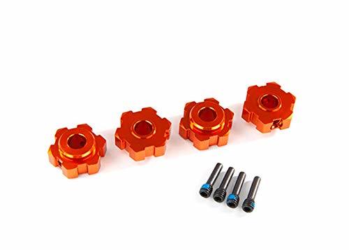 Traxxas 8956T Wheel hubs hex aluminum (orange-anodized) (4) 4x13mm screw pins (4)