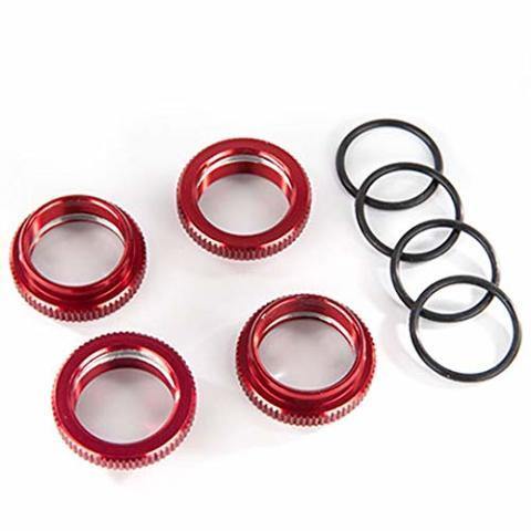 Traxxas 8968R Spring retainer (adjuster) red-anodized aluminum GT-Maxx shocks (4) (assembled with o-ring) - Excel RC