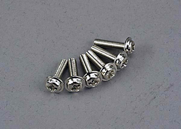 Traxxas 3186 Screws 3x12mm washerhead machine (6) - Excel RC