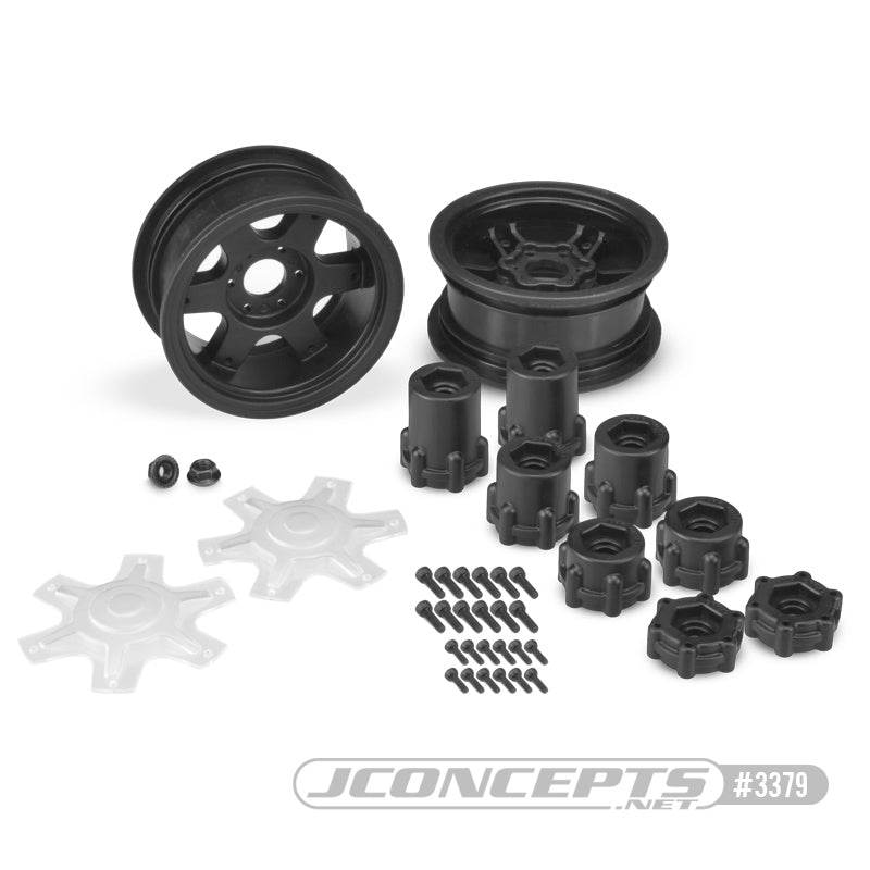 JConcepts 12mm Hex Dragon 2.6" Mega Truck Wheel w/Offset Adapters (Black) (2) JCO3379B