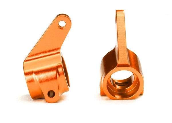 Traxxas 3636T Steering blocks, Rustler®/Stampede®/Bandit (2), 6061-T6 aluminum (orange-anodized)/ 5x11mm ball bearings (4) - Excel RC