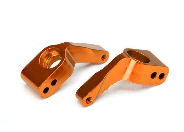 Traxxas 3652T Stub axle carriers, Rustler®/Stampede®/Bandit (2), 6061-T6 aluminum (orange-anodized)/ 5x11mm ball bearings (4) - Excel RC