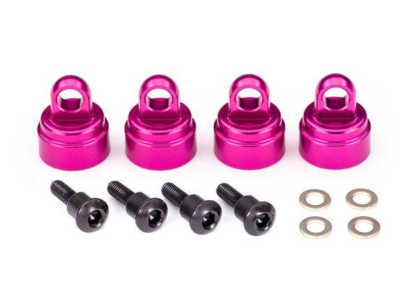 Traxxas 3767P Shock caps aluminum (pink-anodized) (4) (fits all Ultra Shocks) - Excel RC