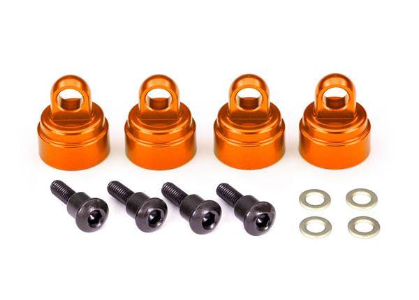 Traxxas Shock Caps Aluminum (Orange-Anodized) (4) (Fits All Ultra Shocks) 3767T - Excel RC