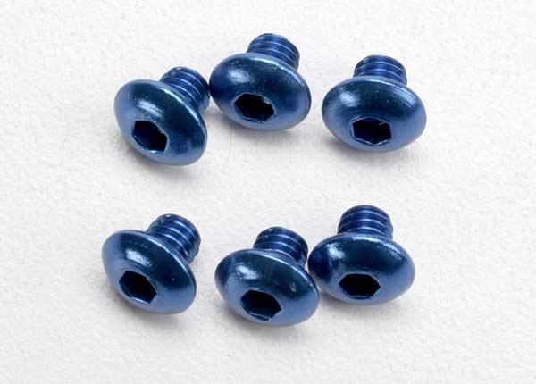 Traxxas 3940 Screws 4x4mm button-head machine aluminum (blue) (hex drive) (6) - Excel RC