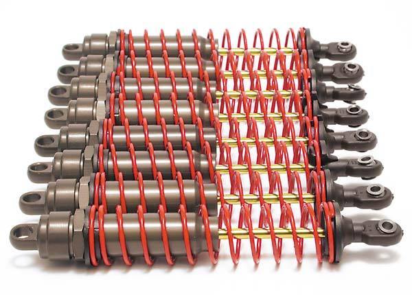 Traxxas 4962 Big Bore shocks (xx-long) (hard-anodized & PTFE-coated T6 aluminum) (assembled) w red springs TiN shafts (8 pack) - Excel RC