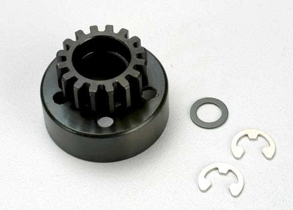 Traxxas 5215 Clutch bell (15-tooth)5x8x0.5mm fiber washer (2) 5mm e-clip (requires 5x11x4mm ball bearings part #4611) (1.0 metric pitch) - Excel RC