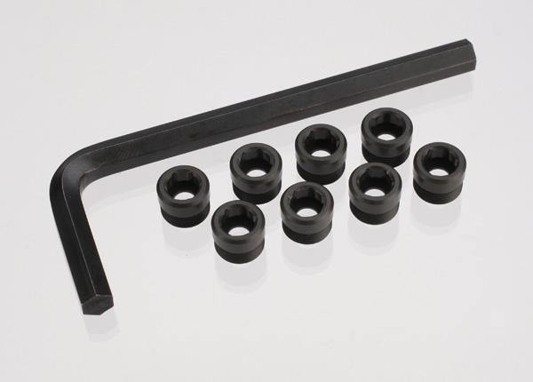 Traxxas 7033X Aluminum caps pivot ball (threaded aluminum hard-anodized with PTFE-coating) (8) hex wrench 5mm - Excel RC