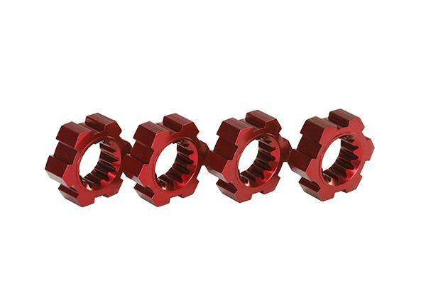 Traxxas 7756R Wheel hubs hex aluminum (red-anodized) (4) - Excel RC